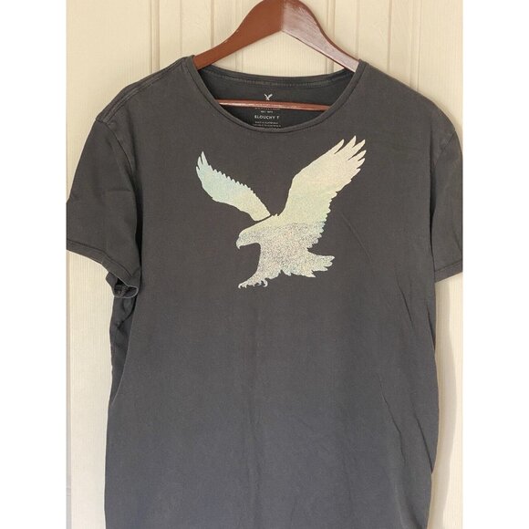American Eagle Gray S/S T-Shirt Men's Size L Slouchy T Eagle Logo - Picture 3 of 5